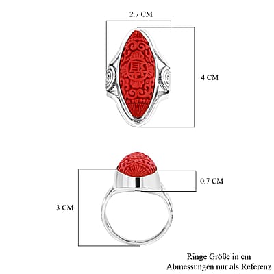 Cinnabar Ring in Sterling Silver (Size 5.5)