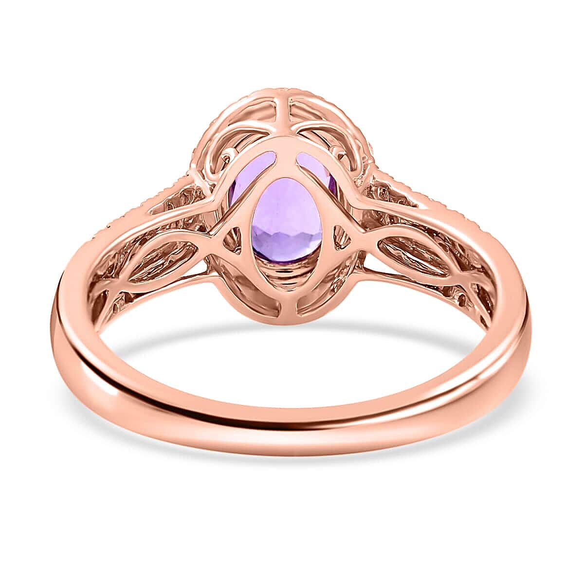 Certified and Appraised Iliana AAA Madagascar Purple Sapphire and G-H SI Diamond 1.90 ctw Halo Ring in 18K Rose Gold (Size 10.5) 4.10 Grams image number 3