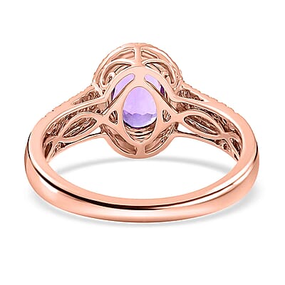 Certified and Appraised Iliana AAA Madagascar Purple Sapphire and G-H SI Diamond 1.90 ctw Halo Ring in 18K Rose Gold (Size 11.0) 4.10 Grams