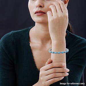 Sleeping Beauty Turquoise, Malgache Neon Apatite Bracelet in Platinum Over Sterling Silver (6.50 In) 14.65 ctw