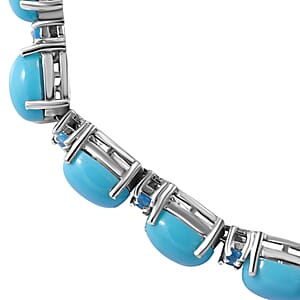 Sleeping Beauty Turquoise, Malgache Neon Apatite Bracelet in Platinum Over Sterling Silver (6.50 In) 14.65 ctw