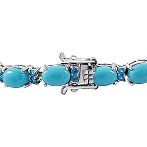 Sleeping Beauty Turquoise, Malgache Neon Apatite Bracelet in Platinum Over Sterling Silver (6.50 In) 14.65 ctw