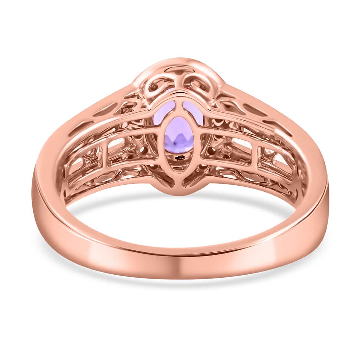 Certified & Appraised Iliana 18K Rose Gold AAA Madagascar Purple Sapphire and G-H SI Diamond Halo Ring (Size 5.5) 5.50 Grams 1.40 ctw image number 4