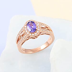 Certified & Appraised Iliana 18K Rose Gold AAA Madagascar Purple Sapphire and G-H SI Diamond Halo Ring (Size 8.5) 5.50 Grams 1.40 ctw