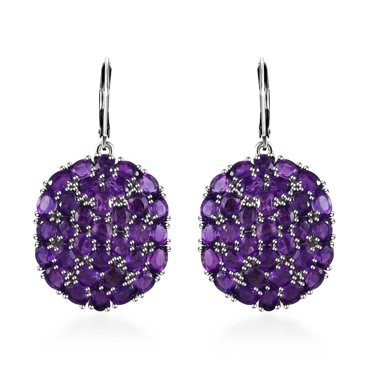 African Amethyst 14.00 ctw Lever Back Earrings in Platinum Over Copper with Magnet image number 0
