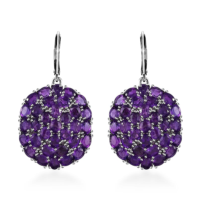African Amethyst 14.00 ctw Lever Back Earrings in Platinum Over Copper with Magnet
