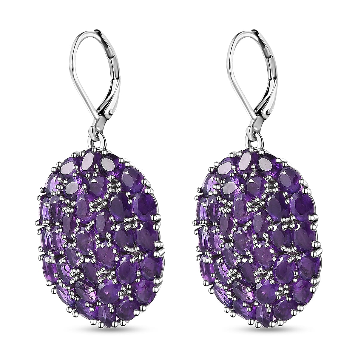 African Amethyst 14.00 ctw Lever Back Earrings in Platinum Over Copper with Magnet