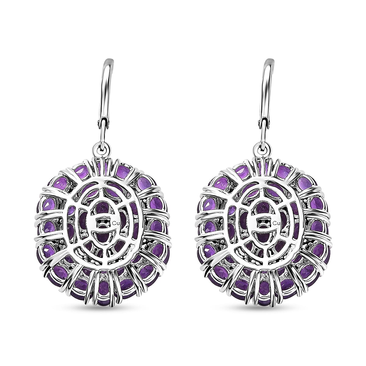 African Amethyst 14.00 ctw Lever Back Earrings in Platinum Over Copper with Magnet