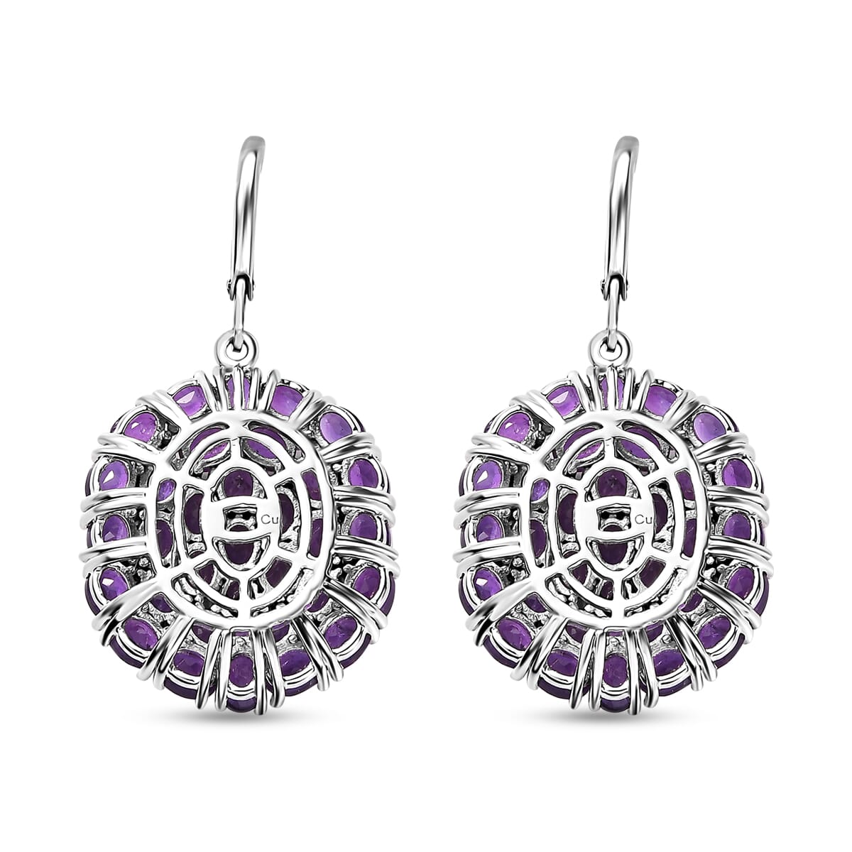 African Amethyst 14.00 ctw Lever Back Earrings in Platinum Over Copper with Magnet image number 4
