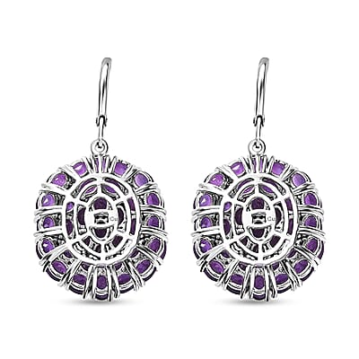 African Amethyst 14.00 ctw Lever Back Earrings in Platinum Over Copper with Magnet