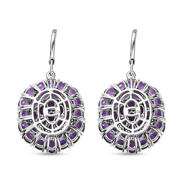 African Amethyst 14.00 ctw Lever Back Earrings in Platinum Over Copper with Magnet