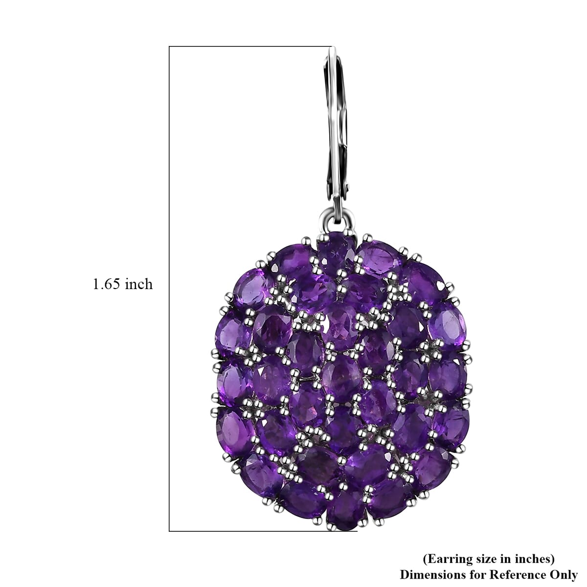 African Amethyst 14.00 ctw Lever Back Earrings in Platinum Over Copper with Magnet image number 5