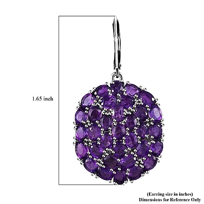 African Amethyst 14.00 ctw Lever Back Earrings in Platinum Over Copper with Magnet
