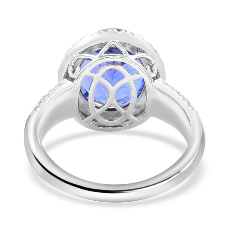 Certified & Appraised Rhapsody 950 Platinum AAAA Tanzanite and E-F VS Diamond Halo Ring (Size 10.0) 9.24 Grams 8.15 ctw