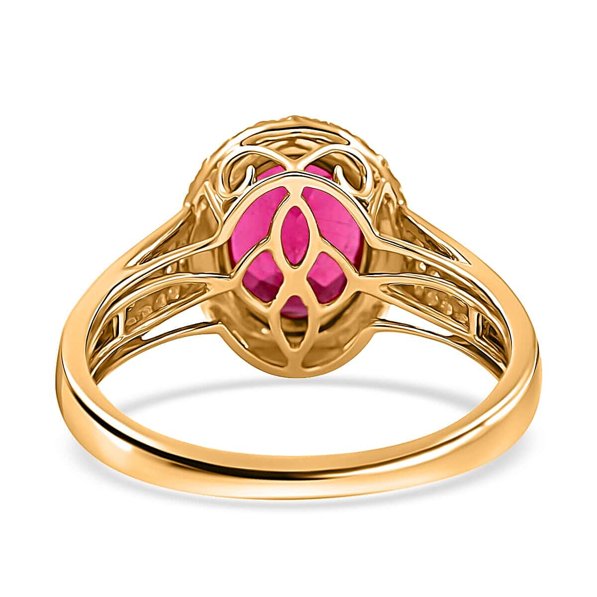 Certified & Appraised Iliana 18K Yellow Gold AAA Ouro Fino Rubellite and G-H SI Diamond Ring (Size 5.0) 4.20 Grams 3.00 ctw image number 4