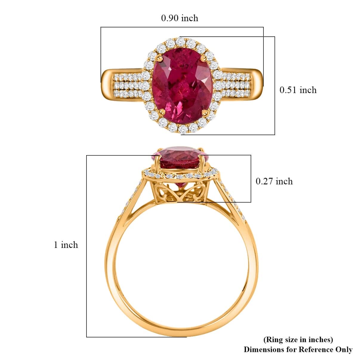 Certified & Appraised Iliana 18K Yellow Gold AAA Ouro Fino Rubellite and G-H SI Diamond Ring (Size 6.5) 4.20 Grams 3.00 ctw image number 5