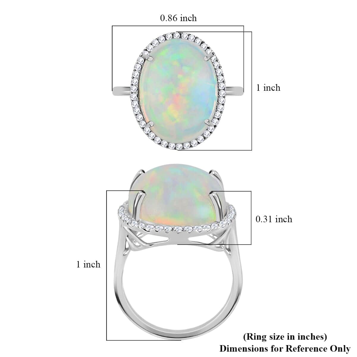 Certified & Appraised Iliana 18K White Gold AAA Ethiopian Welo Opal and G-H SI Diamond Halo Ring (Size 5.0) 4.60 Grams 13.40 ctw image number 5