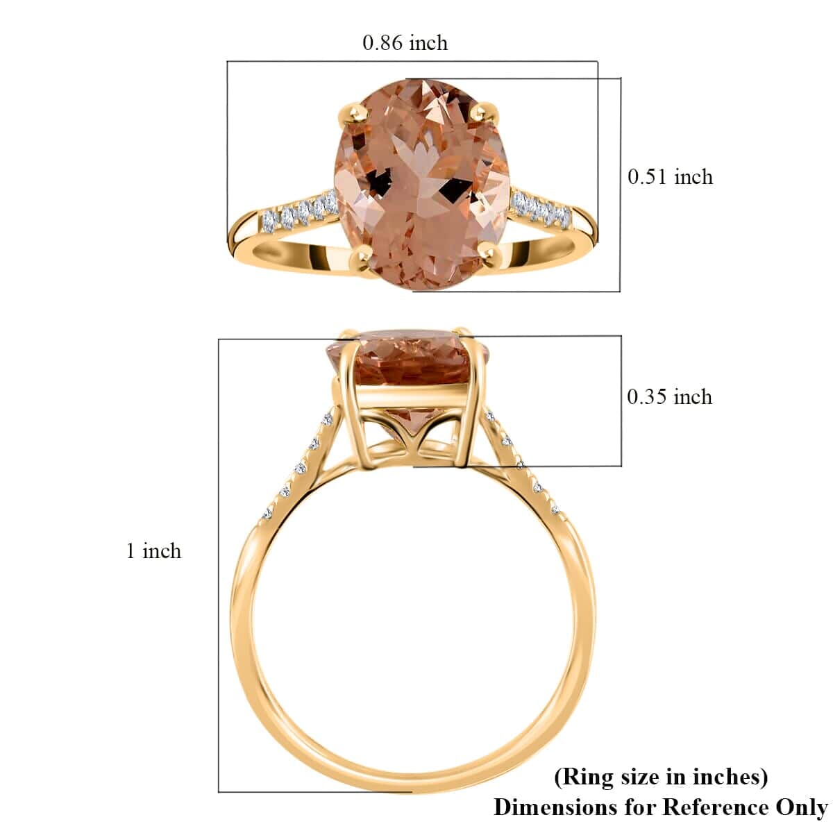 Certified and Appraised Luxoro AAA Marropino Morganite and G-H I1 Diamond 3.10 ctw Ring in 14K Yellow Gold, Wedding Ring (Size 8) image number 4