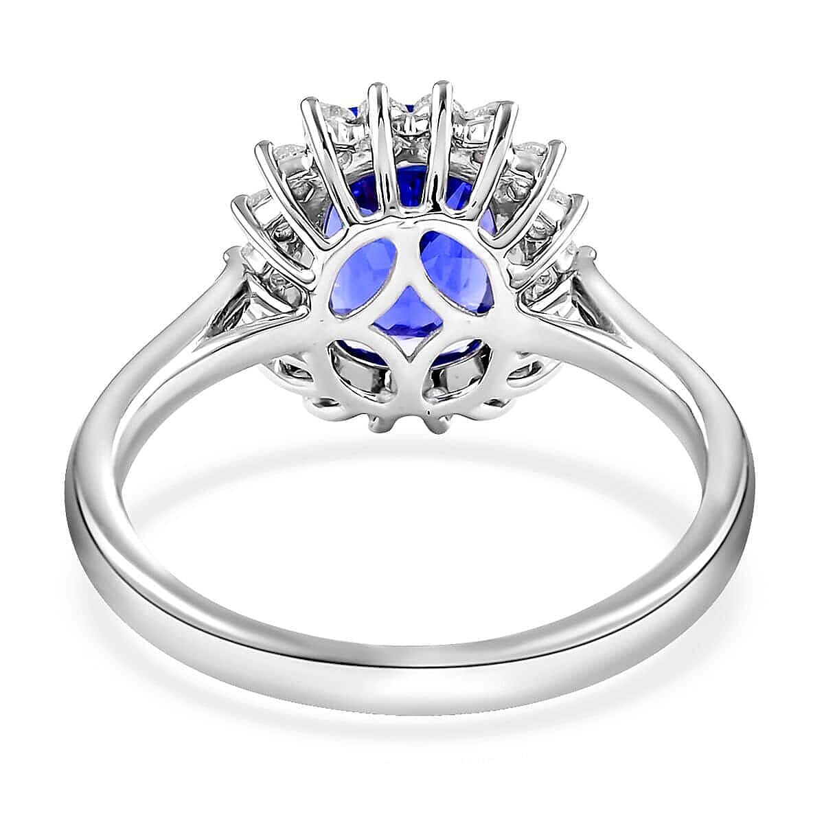 Certified and Appraised Rhapsody 950 Platinum AAAA Tanzanite and E-F VS Diamond Halo Ring (Size 6.5) 5.58 Grams 2.55 ctw image number 4