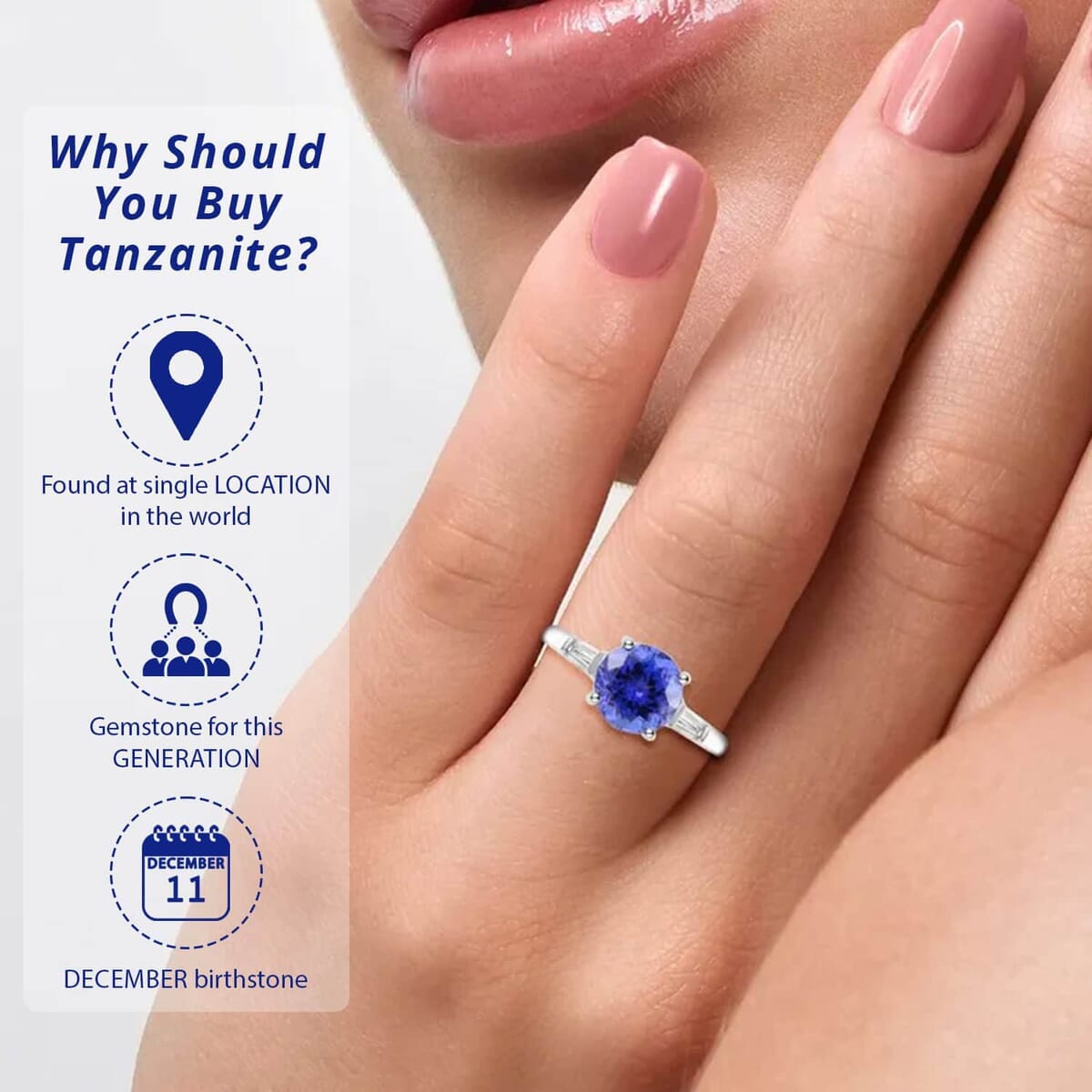 Certified and Appraised Iliana AAA Tanzanite and Diamond 2.30 ctw Ring in 18K White Gold, Wedding Ring For Her,Promise Rings (Size 9.5) image number 2