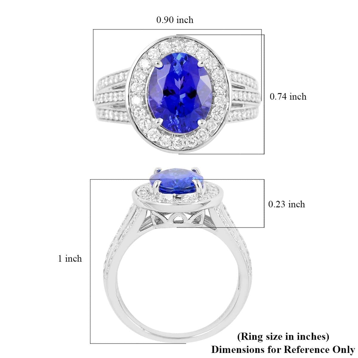 Certified & Appraised Rhapsody 950 Platinum AAAA Tanzanite and E-F VS Diamond Halo Ring (Size 5.0) 8.91 Grams 3.50 ctw image number 5