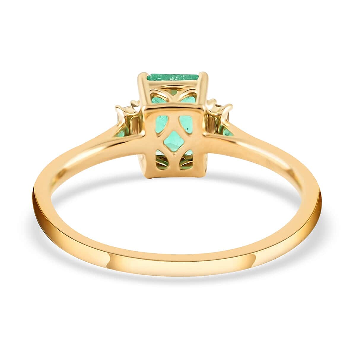 Certified & Appraised Luxoro 14K Yellow Gold AAA Boyaca Colombian Emerald and G-H I2 Diamond Ring (Size 5.0) 1.20 ctw image number 4