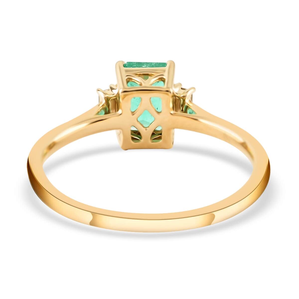 Certified & Appraised Luxoro 14K Yellow Gold AAA Boyaca Colombian Emerald and G-H I2 Diamond Ring (Size 8.5) 1.20 ctw image number 4
