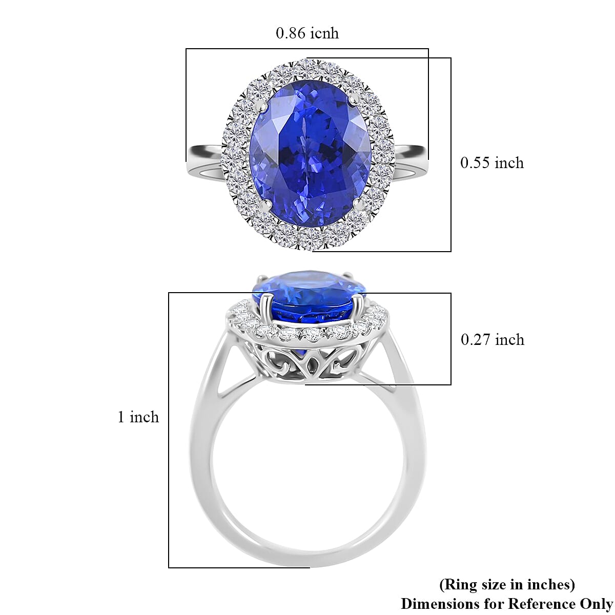 Certified & Appraised Rhapsody 950 Platinum AAAA Tanzanite and E-F VS Diamond Halo Ring (Size 6.5) 8 Grams 6.40 ctw image number 5