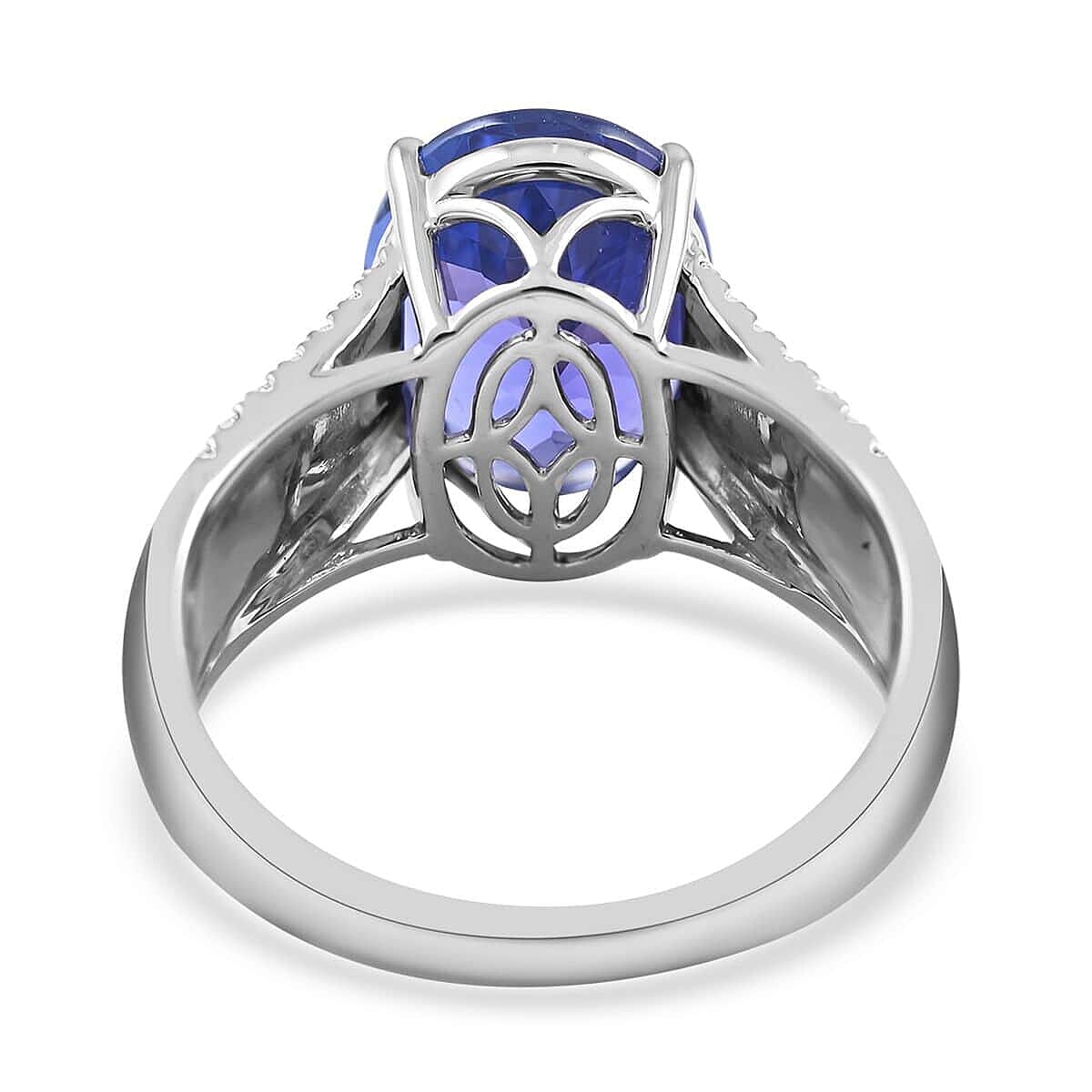 Red Carpet Collection Certified & Appraised Rhapsody AAAA Tanzanite and E-F VS Diamond 6.60 ctw Ring in 950 Platinum (Size 8.5) 9.55 Grams image number 4