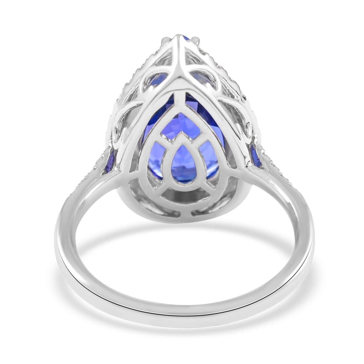 Certified & Appraised Rhapsody 950 Platinum AAAA Tanzanite and E-F VS Diamond Halo Ring (Size 11.0) 6 Grams 6.25 ctw image number 4