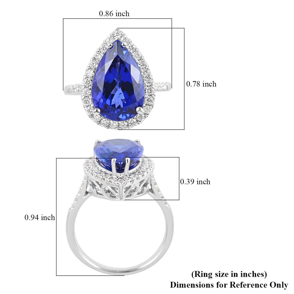 Certified & Appraised Rhapsody 950 Platinum AAAA Tanzanite and E-F VS Diamond Halo Ring (Size 11.0) 6 Grams 6.25 ctw image number 5