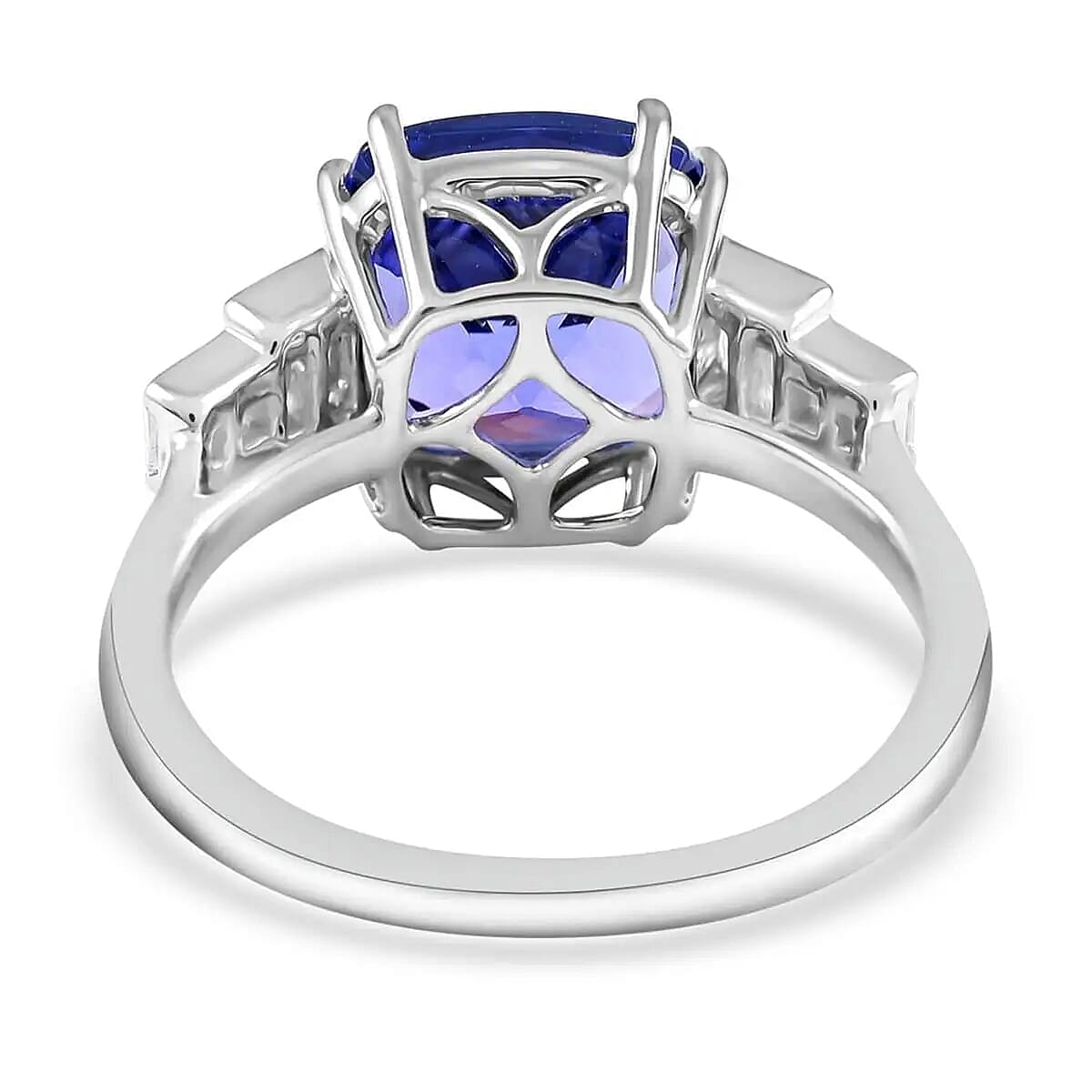 Certified & Appraised Rhapsody 950 Platinum AAAA Tanzanite and E-F VS Diamond Ring (Size 5.0) 5.75 Grams 4.50 ctw