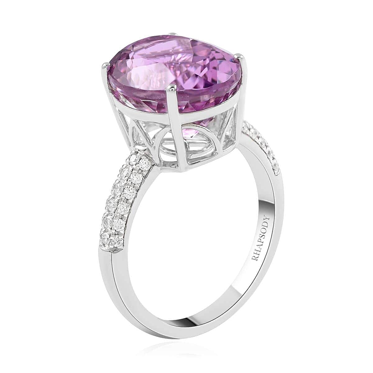 Certified & Appraised Rhapsody 950 Platinum AAAA Patroke Kunzite and E-F VS Diamond Ring (Size 7.5) 6.85 Grams 9.20 ctw image number 3