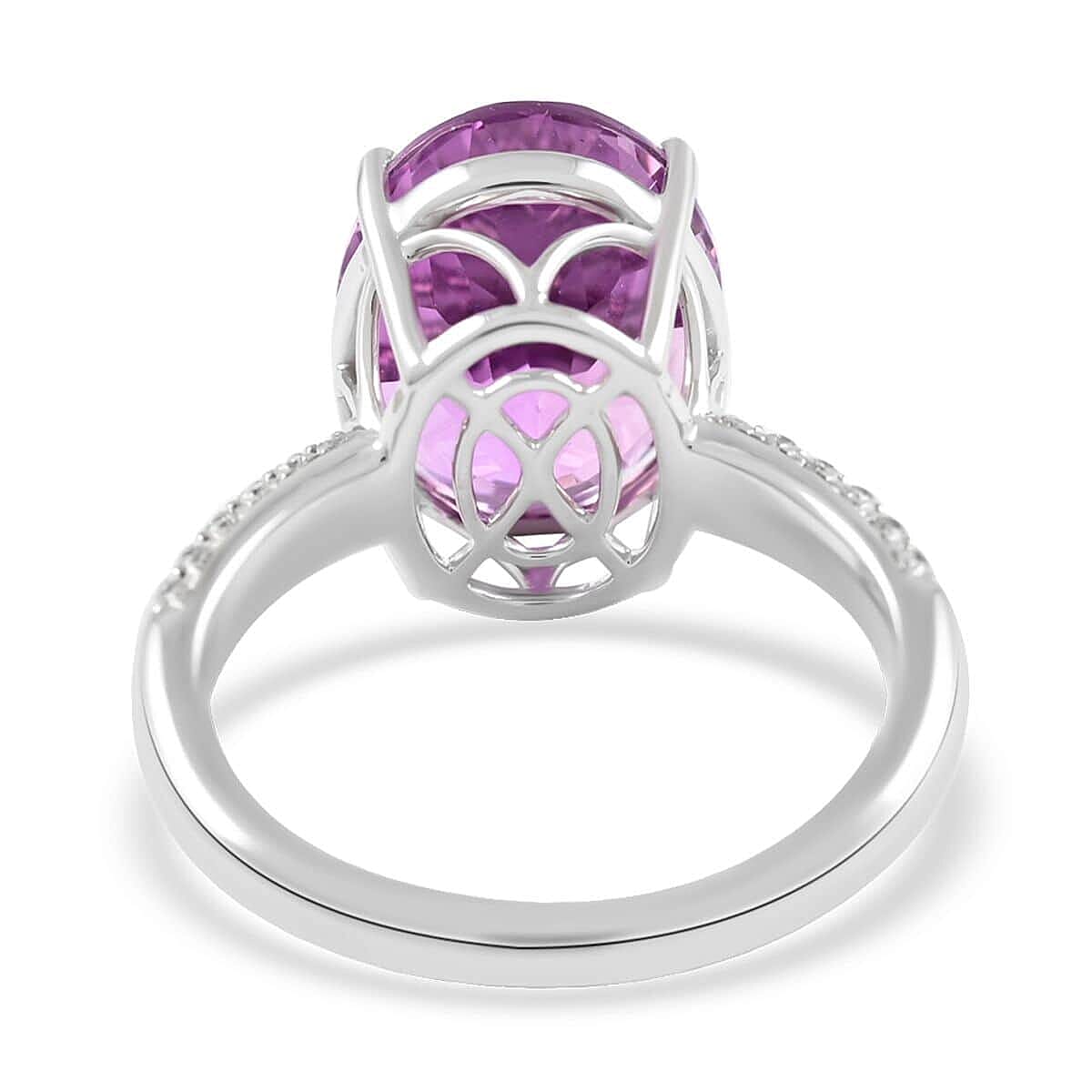 Certified & Appraised Rhapsody 950 Platinum AAAA Patroke Kunzite and E-F VS Diamond Ring (Size 7.5) 6.85 Grams 9.20 ctw image number 4