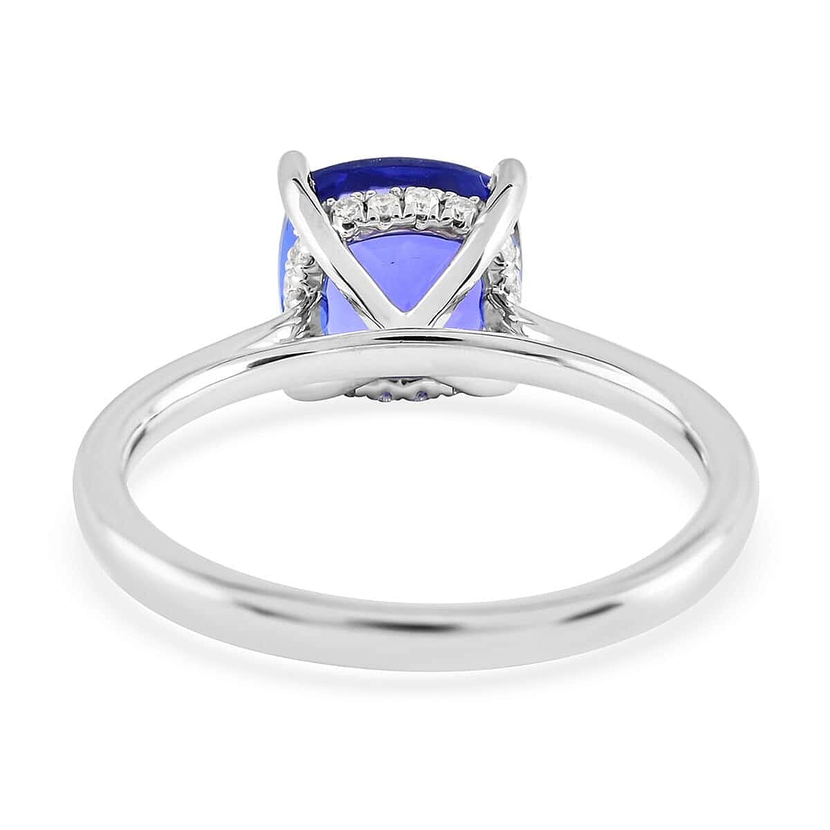 Certifiead Rhapsody 950 Platinum AAAA Tanzanite and E-F VS Diamond Ring (Size 10.5) 6.20 Grams 4.20 ctw image number 4