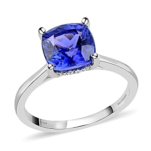 Certifiead Rhapsody 950 Platinum AAAA Tanzanite and E-F VS Diamond Ring (Size 9.5) 6.20 Grams 4.20 ctw