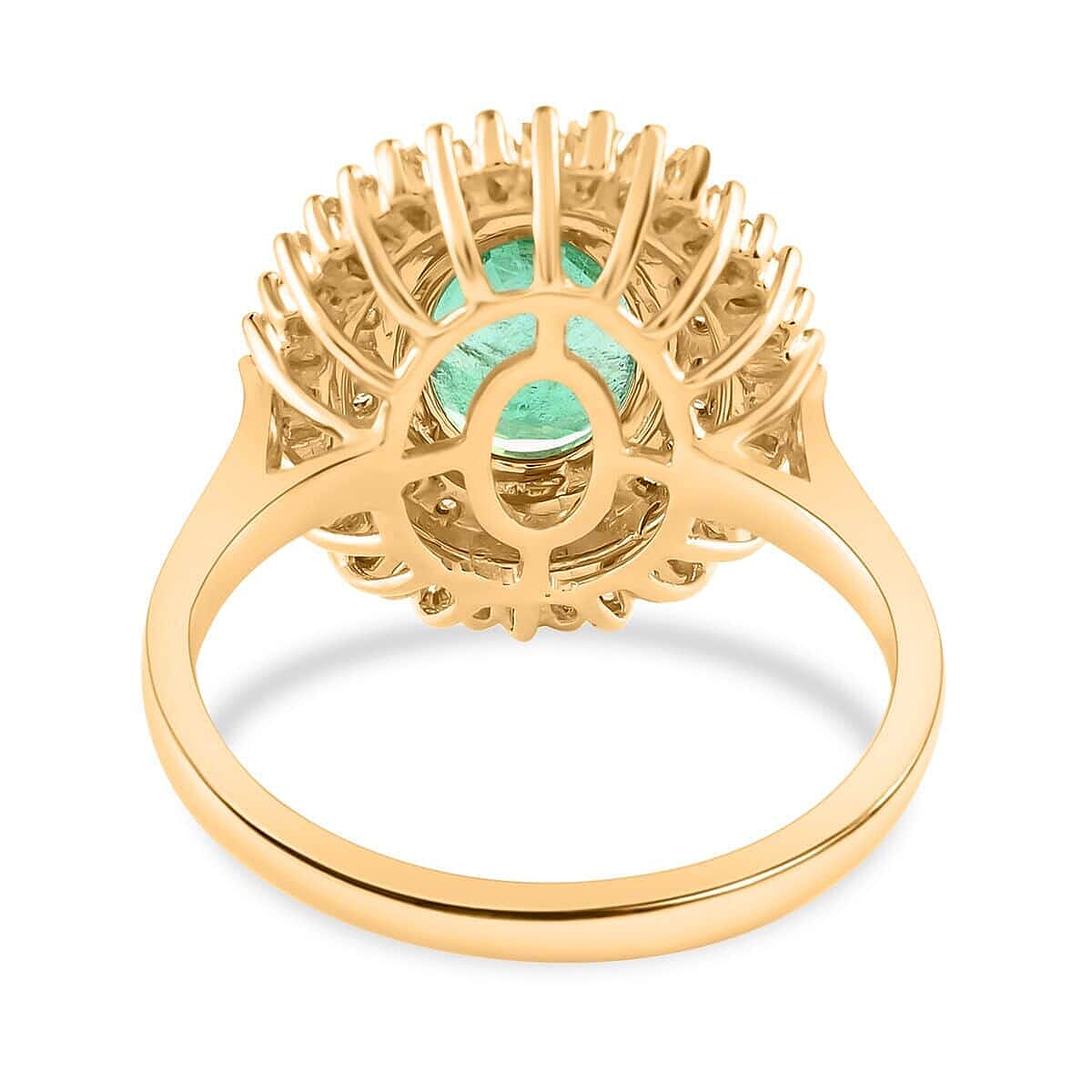 Certified & Appraised Iliana 18K Yellow Gold AAA Kagem Zambian Emerald and G-H SI Diamond Double Halo Ring (Size 8.5) 6 Grams 2.55 ctw image number 3