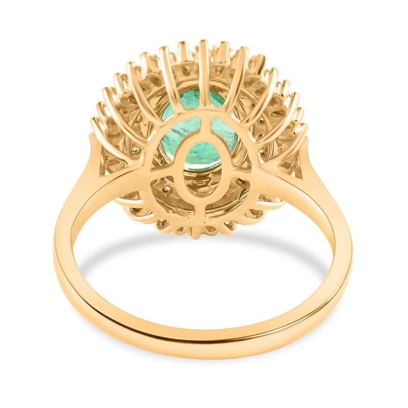 Certified & Appraised Iliana 18K Yellow Gold AAA Kagem Zambian Emerald and G-H SI Diamond Double Halo Ring (Size 9.5) 6 Grams 2.55 ctw