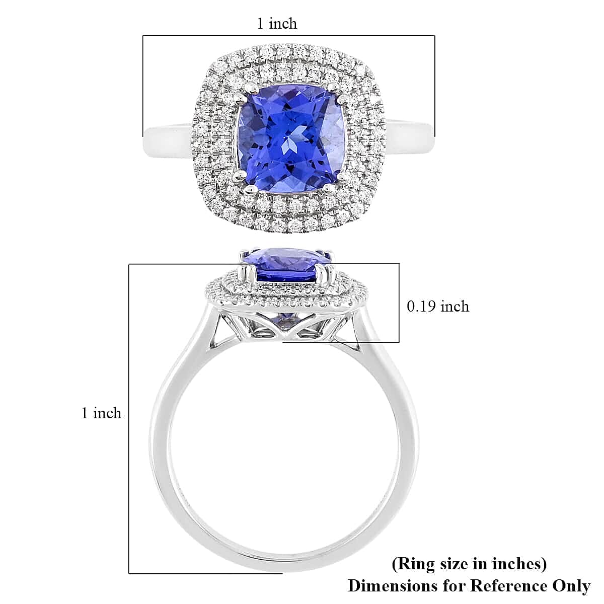 Rhapsody 950 Platinum AAAA Tanzanite and E-F VS Diamond Double Halo Ring (Size 5.0) 6.60 Grams 2.00 ctw image number 5