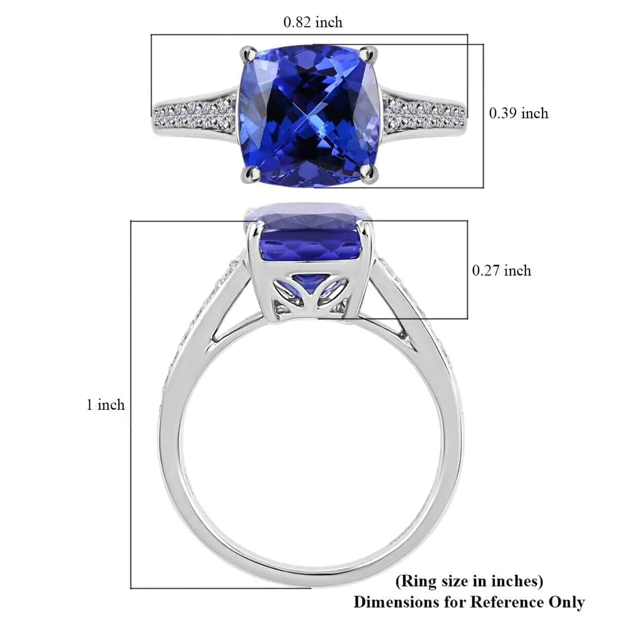Rhapsody Certified & Appraised AAAA Tanzanite and E-F VS Diamond 4.00 ctw Ring, 950 Platinum Ring, Wedding Ring 6 Grams (Size 6.5) image number 5
