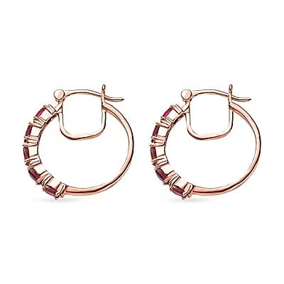 Premium Ouro Fino Rubellite Hoop Earrings in Vermeil Rose Gold Over Sterling Silver 1.85 ctw