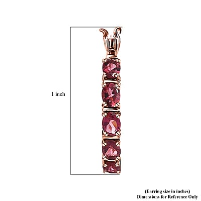 Premium Ouro Fino Rubellite Hoop Earrings in Vermeil Rose Gold Over Sterling Silver 1.85 ctw