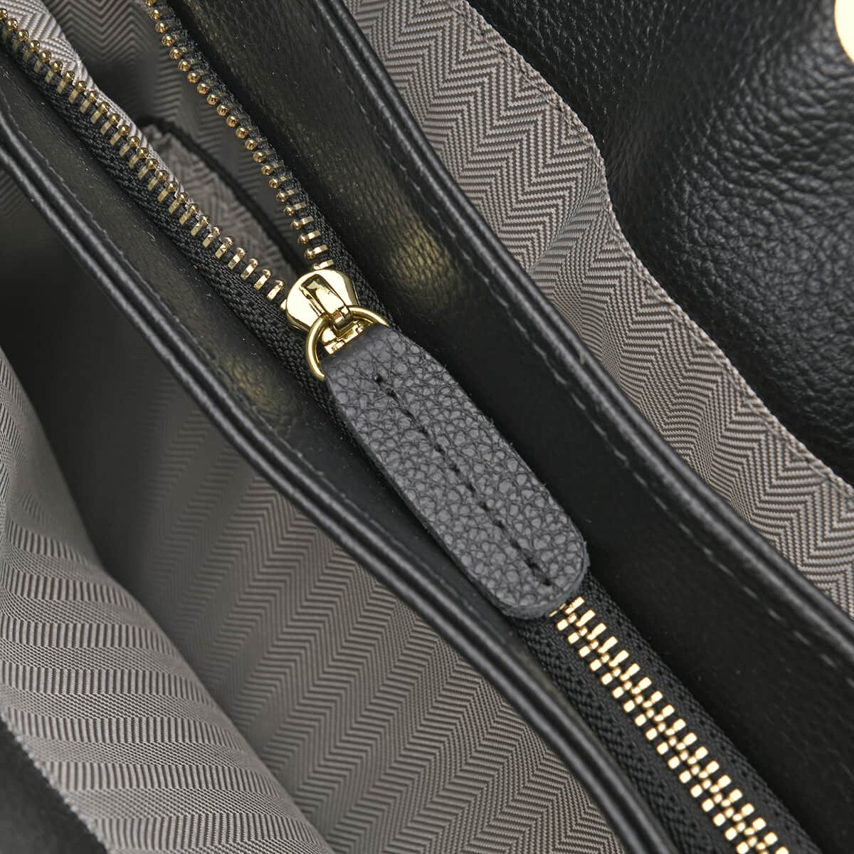 Black Embossed Weave Genuine Leather Crossbody Bag with Handle Drop and Shoulder Strap image number 5