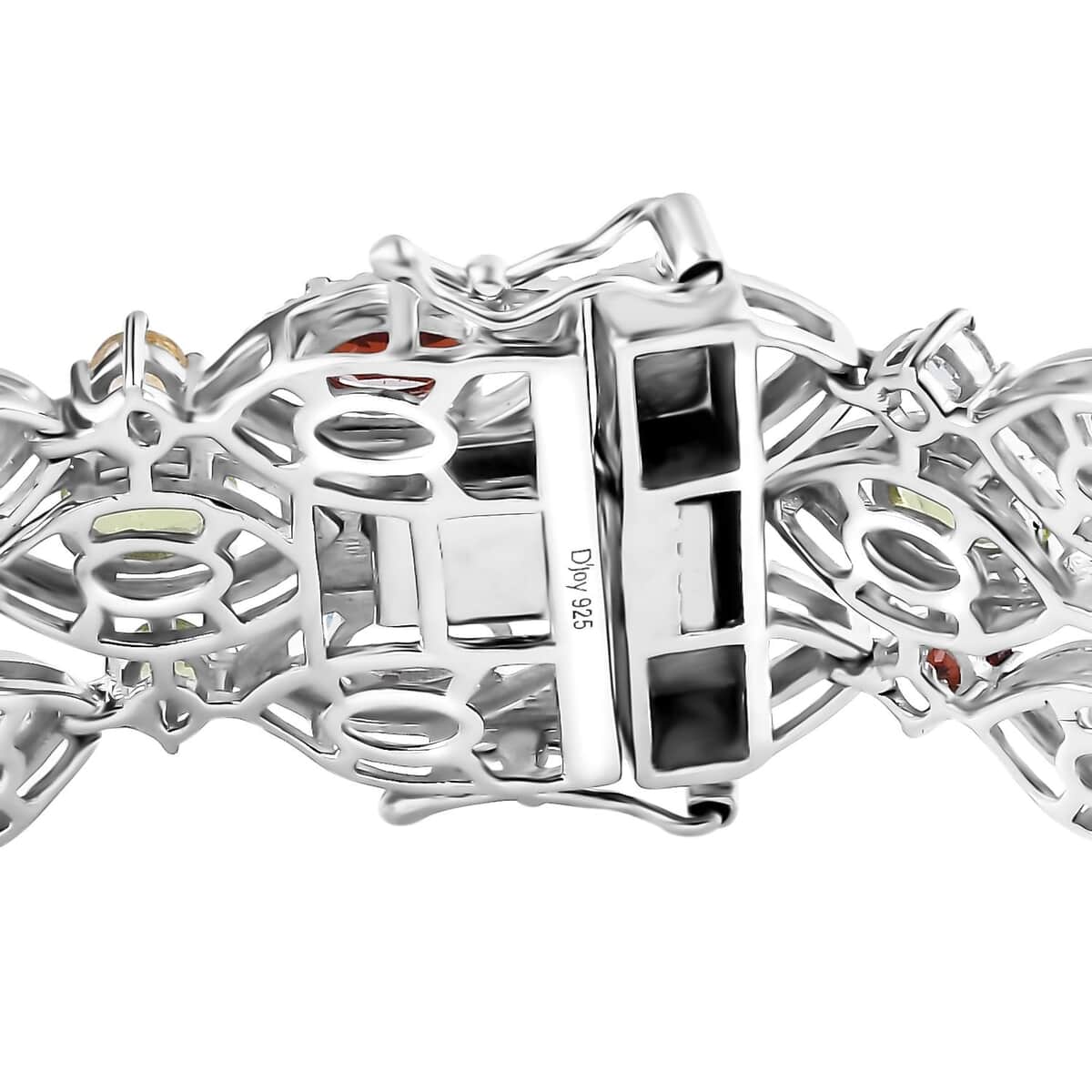 Multi Gemstone 3 Row Bracelet in Platinum Over Sterling Silver (7.25 In) 21.15 ctw image number 3