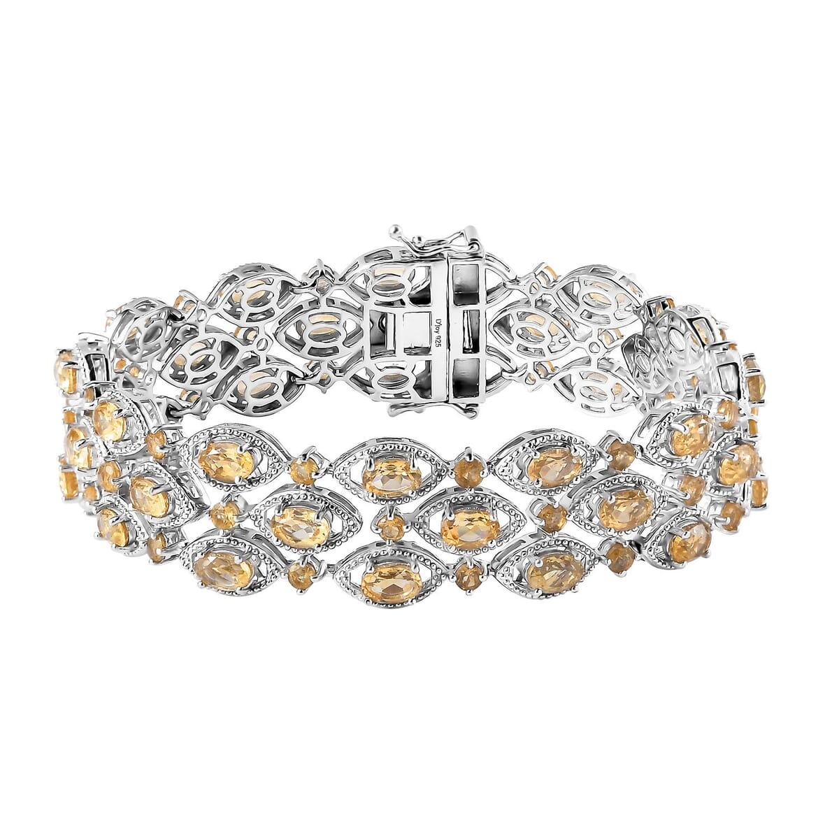 Brazilian Citrine 3 Row Bracelet in Platinum Over Sterling Silver (7.25 In) 18.60 ctw image number 0