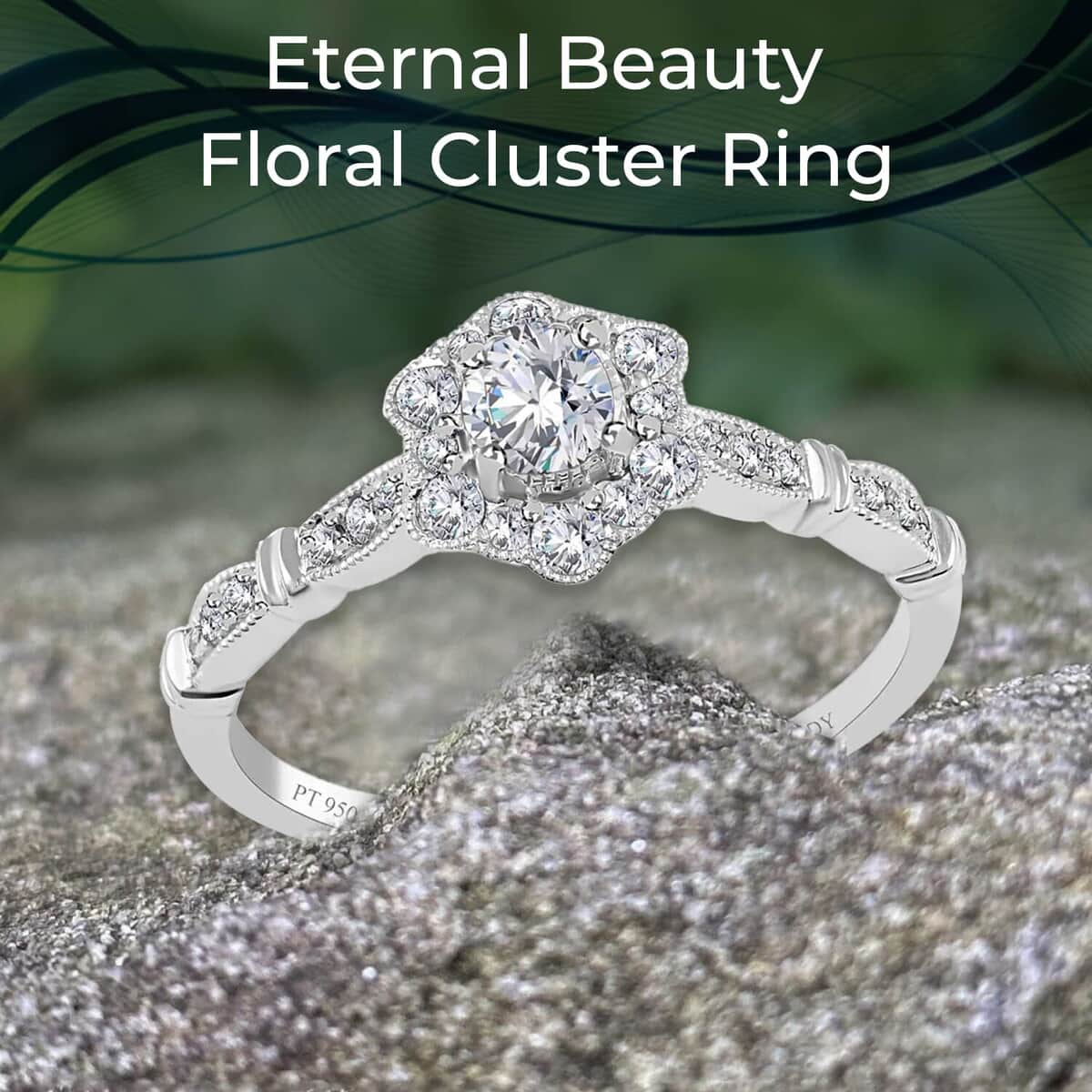 Modani Vintage Floral Brilliance 950 Platinum White Diamond Ring (G VVS1) , Floral Cluster Ring , Diamond Cluster Ring , Wedding Ring 0.50 ctw (Size 7.5) image number 1