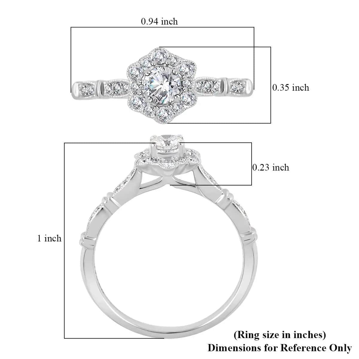 Modani Vintage Floral Brilliance 950 Platinum White Diamond Ring (G VVS1) , Floral Cluster Ring , Diamond Cluster Ring , Wedding Ring 0.50 ctw (Size 7.5) image number 6