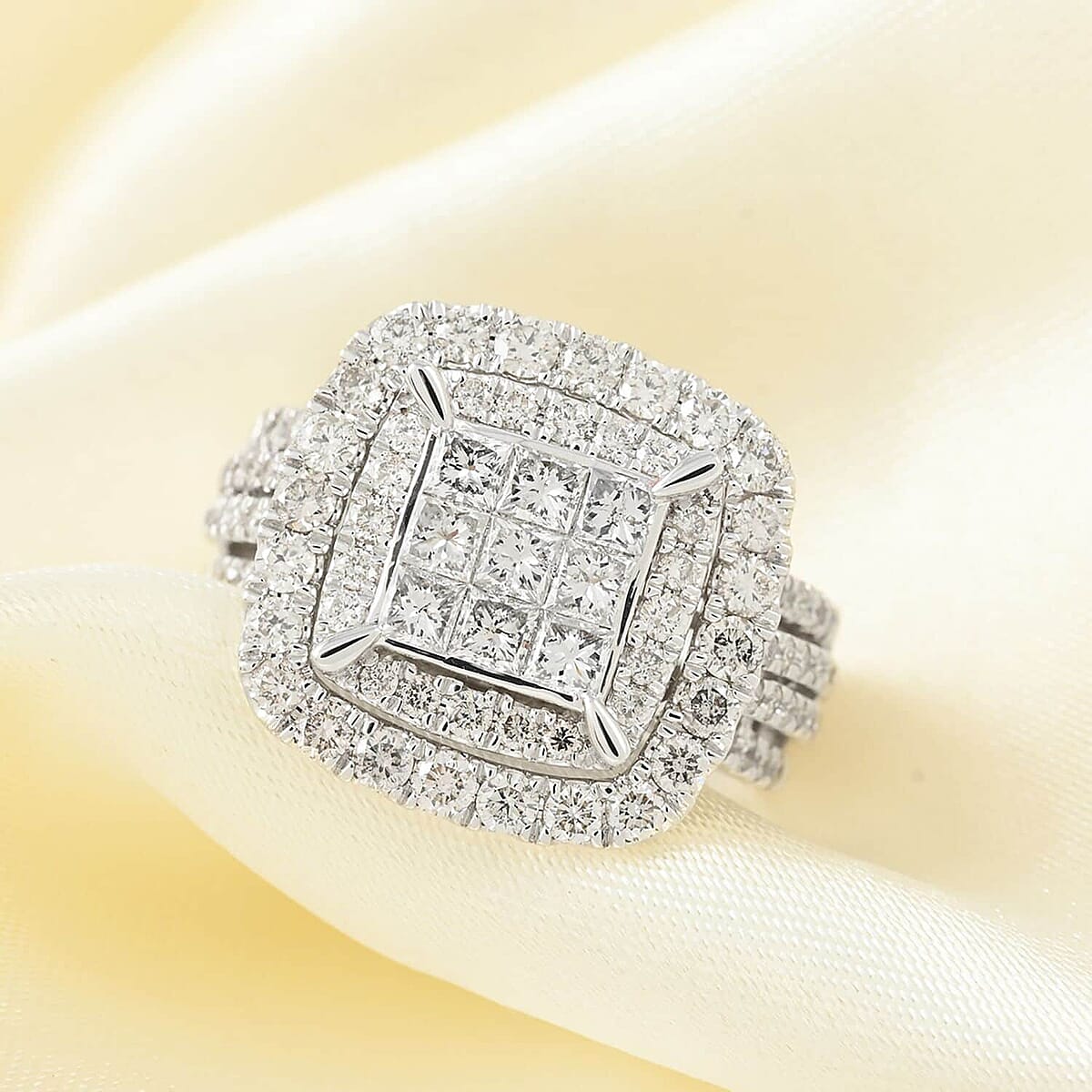 14K W Gold  SI3   White Diamond  G, SI3 Ring ,  Gold Wt. 7.1 g 2.00 ctw image number 1