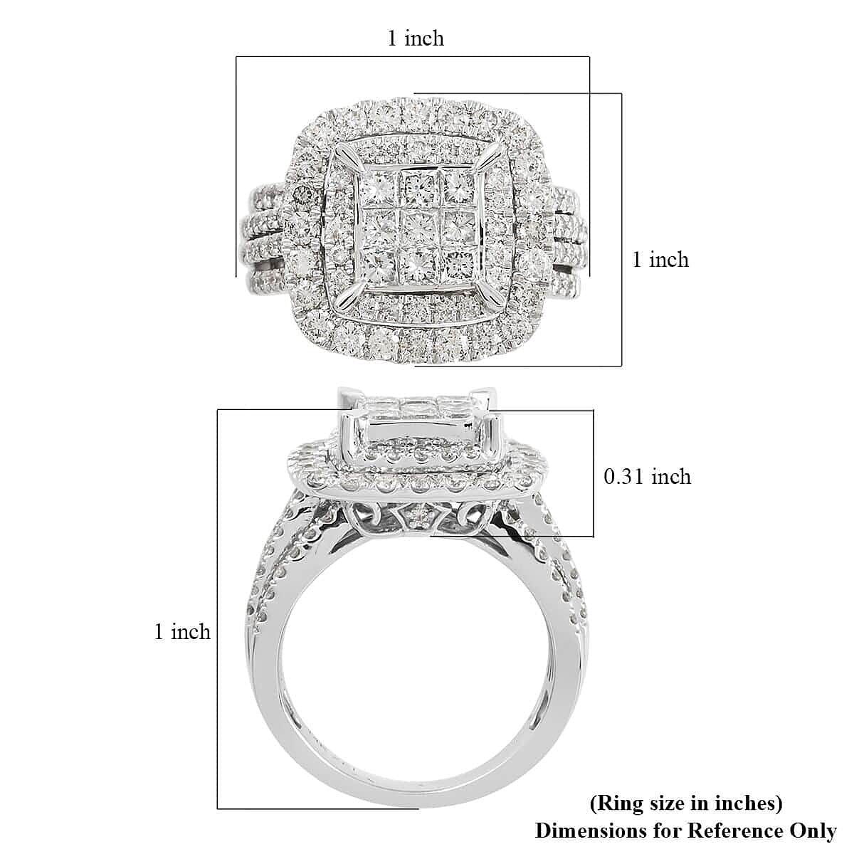 14K W Gold  SI3   White Diamond  G, SI3 Ring ,  Gold Wt. 7.1 g 2.00 ctw image number 5