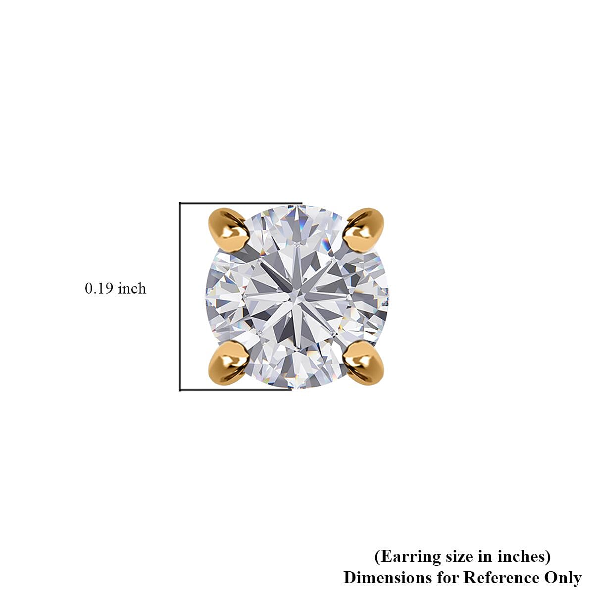 18K Yellow Gold Moissanite Solitaire Stud Earrings 0.50 ctw